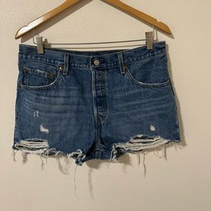 Levi’s 501 High Rise Medium Wash Denim Cutoff Shorts Button Fly Distressed-31